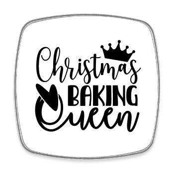 Christmas Baking Queen customisable - Square fridge magnet - white - Front