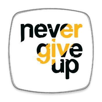 Never Give Up Motivationsspruch - Viereckiger Kühlschrankmagnet - Weiß - Vorne