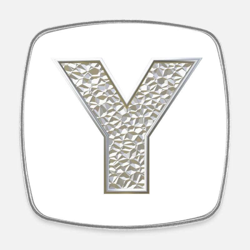 Y, letter, initial, monogram, - Viereckiger Kühlschrankmagnet - Weiß