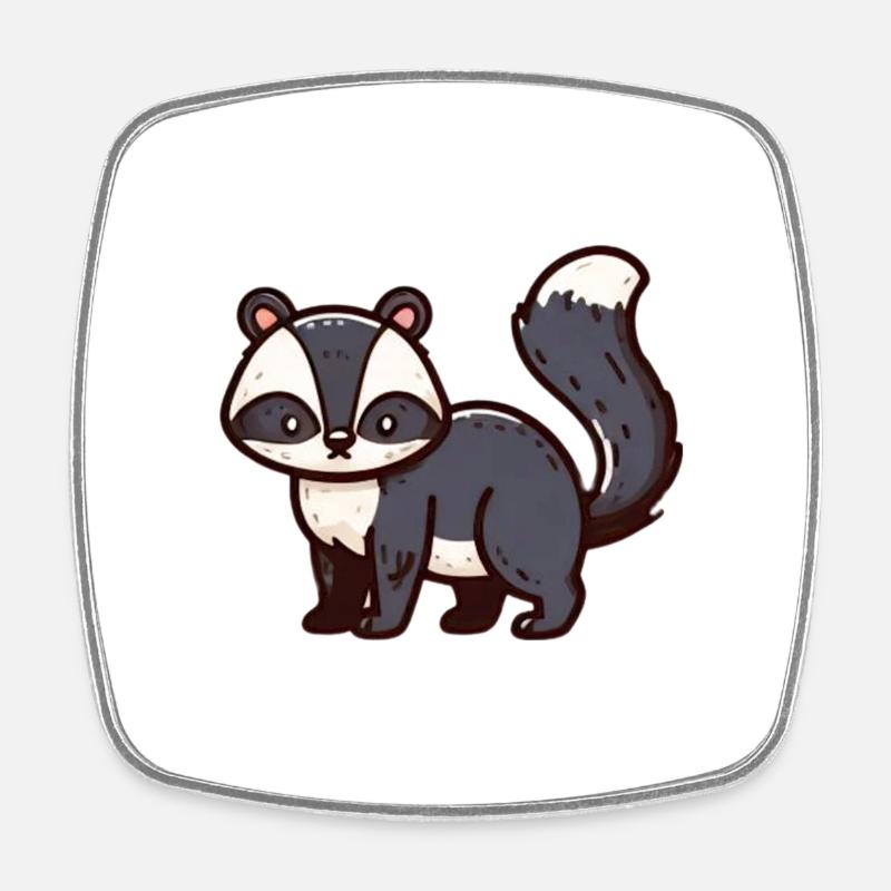 Raton laveur mignon - Magnet carré - blanc