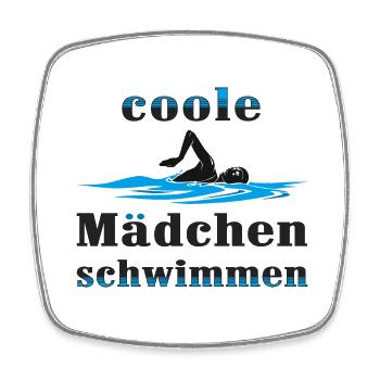 Coole Mädchen schwimmen - Viereckiger Kühlschrankmagnet - Weiß - Vorne