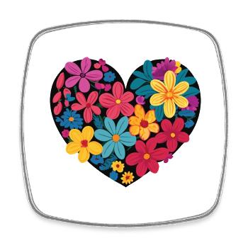 Amour - Fleurs - Cœur - Magnet carré - blanc - Devant