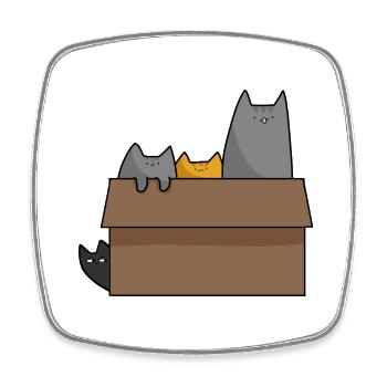 Cute Cats inside box, Love Cats - Square fridge magnet - white - Front