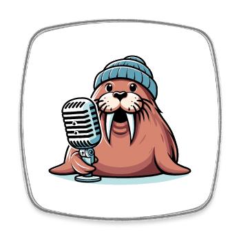 Walrus On-Air - Square fridge magnet - white - Front