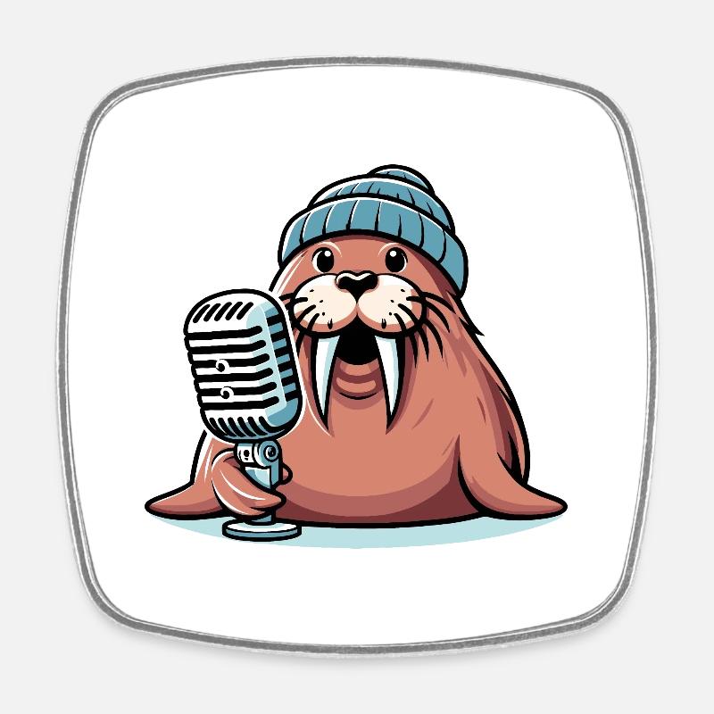 Walrus à l’antenne - Magnet carré - blanc