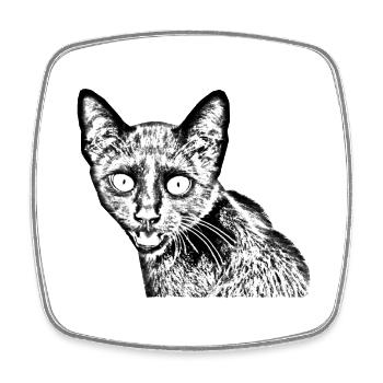 black cat - Square fridge magnet - white - Front