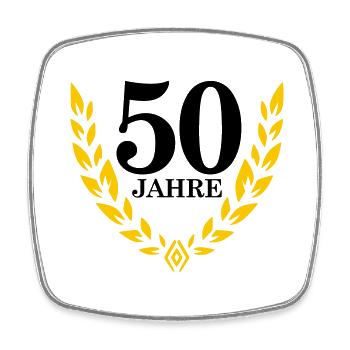Jubiläum 50 Jahre Lorbeerkranz - Viereckiger Kühlschrankmagnet - Weiß - Vorne