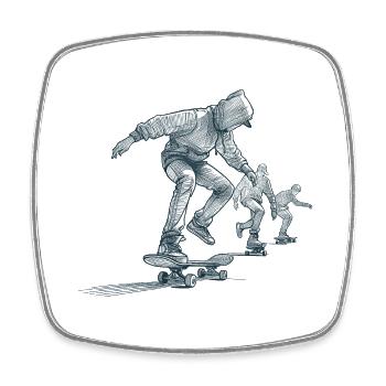 SKATEBOARDS - Viereckiger Kühlschrankmagnet - Weiß - Vorne