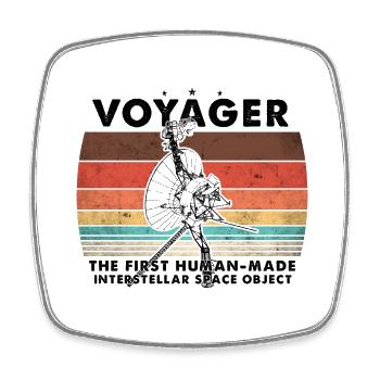 Voyager 1977 Retro Space Probe Mission - Square fridge magnet - white - Front