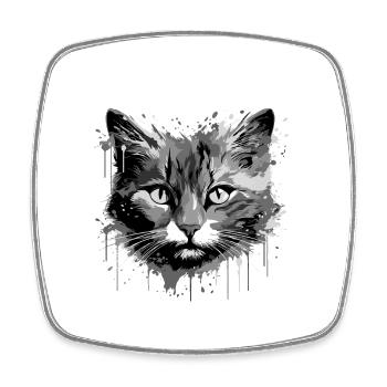 Katze Kopf Porträt Tier - Viereckiger Kühlschrankmagnet - Weiß - Vorne