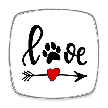Love with Dog's Paw - Arrow with Heart - Square fridge magnet - white - Front