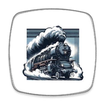 La puissance de la vapeur - Graphique d’une locomotive à vapeur - Magnet carré - blanc - Devant
