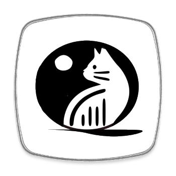 Chat - Magnet carré - blanc - Devant