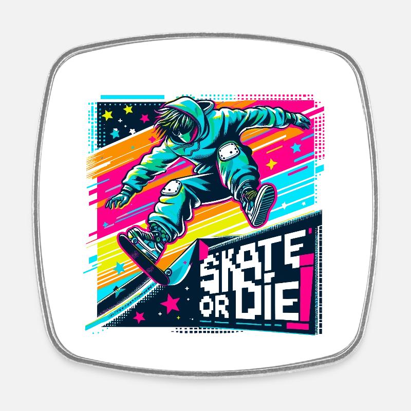 Skate or Die - Square fridge magnet - white