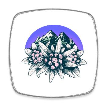 Alpes, Allgäu, Tyrol, Edelweiss, Fleur, Montagnes, Montagne - Magnet carré - blanc - Devant