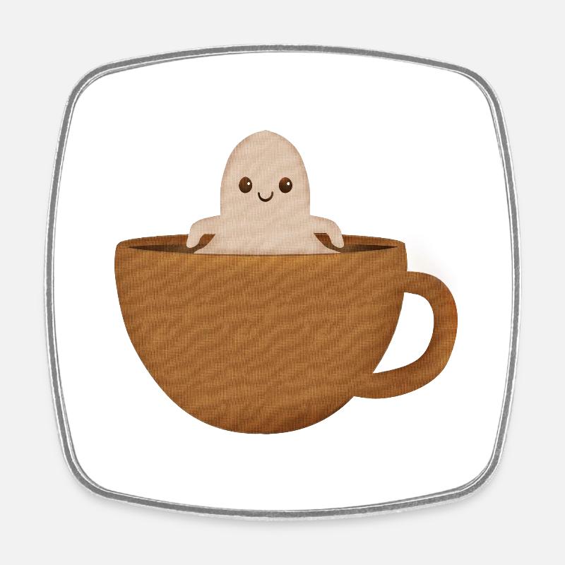 Cute Little Ghost Coffee - Square fridge magnet - white