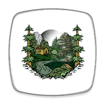 Wald Hütte Natur Waldbewohner Naturliebhaber Alm - Viereckiger Kühlschrankmagnet - Weiß - Vorne