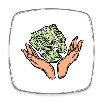 Big money flying to you for wealth and prosperity. - Square fridge magnet - white - Front