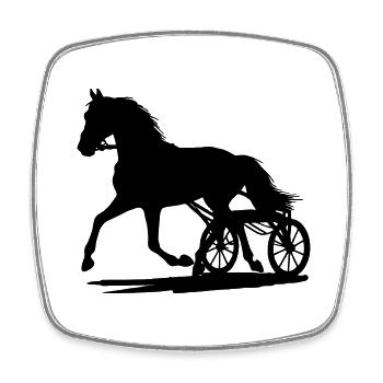 Trotter in front of sulky silhouette - Square fridge magnet - white - Front