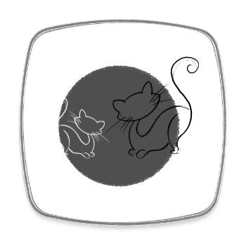 Cats Grey - Square fridge magnet - white - Front