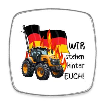 Wir stehen hinter den Bauern - Viereckiger Kühlschrankmagnet - Weiß - Vorne