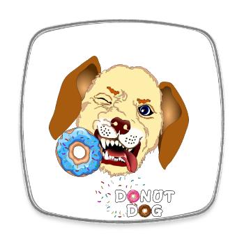 Dog bites donut - Square fridge magnet - white - Front