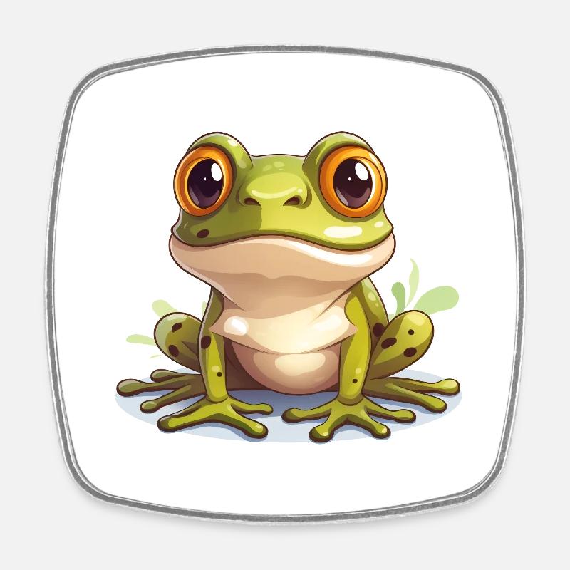 Frog Cute Logo - Square fridge magnet - white