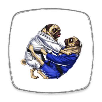 Jiu-Jitsu Möpse - Viereckiger Kühlschrankmagnet - Weiß - Vorne