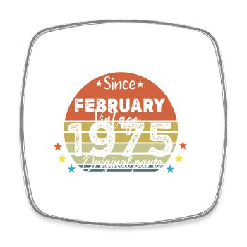49 Years Old Made In 1975 Vintage February 1975 - Square fridge magnet - white - Front