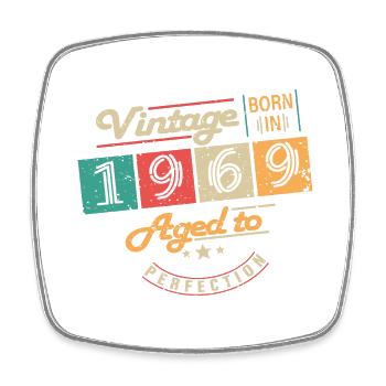 Original 1969 Vintage - 1969 Birthday Gift - Square fridge magnet - white - Front