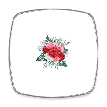 Roter floraler Y-Buchstabe - Viereckiger Kühlschrankmagnet - Weiß - Vorne