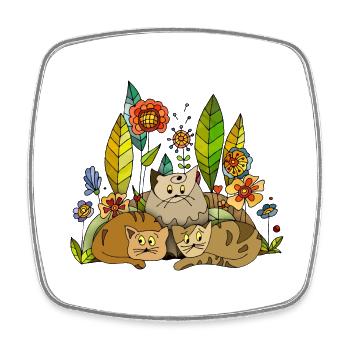 Cats - Square fridge magnet - white - Front