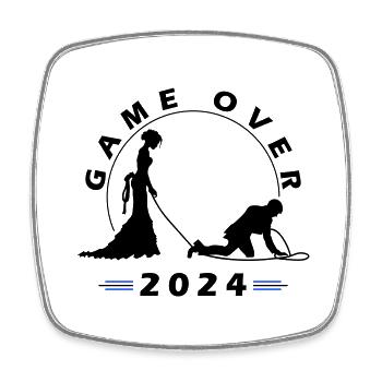 Mariage Game Over 2024 - Magnet carré - blanc - Devant