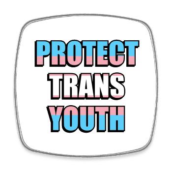 Protégez les jeunes trans - Magnet carré - blanc - Devant