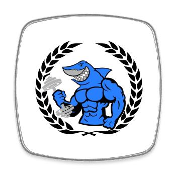 shark hai bodybuilding Hantel - Viereckiger Kühlschrankmagnet - Weiß - Vorne