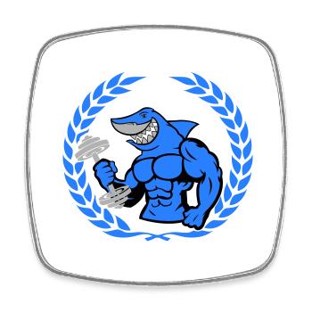 shark hai bodybuilding Hantel - Viereckiger Kühlschrankmagnet - Weiß - Vorne