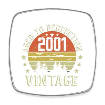 2001 Vintage Born 2001 Birthday Gift 2001 - Square fridge magnet - white - Front