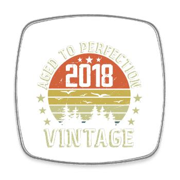 2018 Vintage Born 2018 Birthday Gift 2018 - Square fridge magnet - white - Front