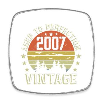 2007 Jahrgang Geboren 2007 Geburtstagsgeschenk 2007 - Viereckiger Kühlschrankmagnet - Weiß - Vorne