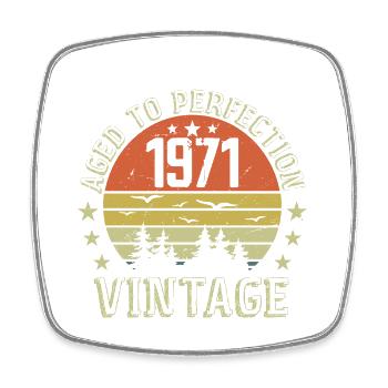1971 Vintage Born 1971 1971 Birthday Gift - Square fridge magnet - white - Front