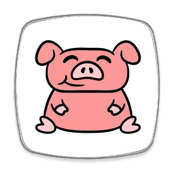 Sitzendes Schwein Liebe Kleines Süßes Schweinchen - Viereckiger Kühlschrankmagnet - Weiß - Vorne