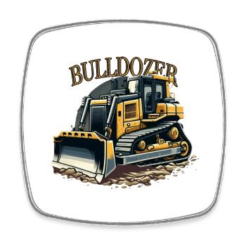 Bulldozer cool véhicules de construction sur le chantier - Magnet carré - blanc - Devant