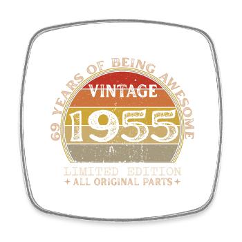 Né en 1955 - Vintage 1955 Anniversaire Rétro - Magnet carré - blanc - Devant