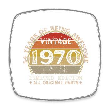 Born in 1970 - Vintage 1970 Retro Birthday - Square fridge magnet - white - Front