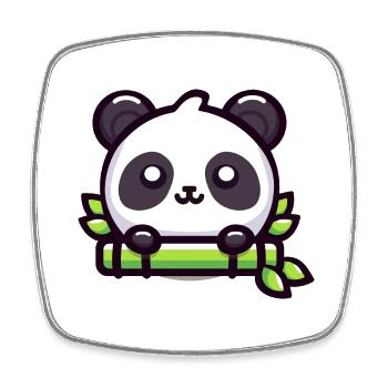Bambus-Glückseligkeit: Chibi-Panda-Genuss - Viereckiger Kühlschrankmagnet - Weiß - Vorne