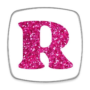 Glitzer rosa Buchstabe r - Viereckiger Kühlschrankmagnet - Weiß - Vorne