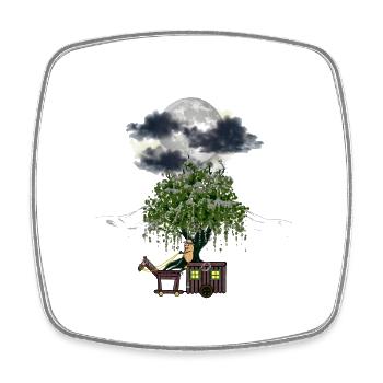 Peanut Peanuts Carriage Full Moon Travel Adventure - Square fridge magnet - white - Front
