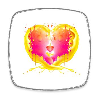 Heart behind flames - Square fridge magnet - white - Front