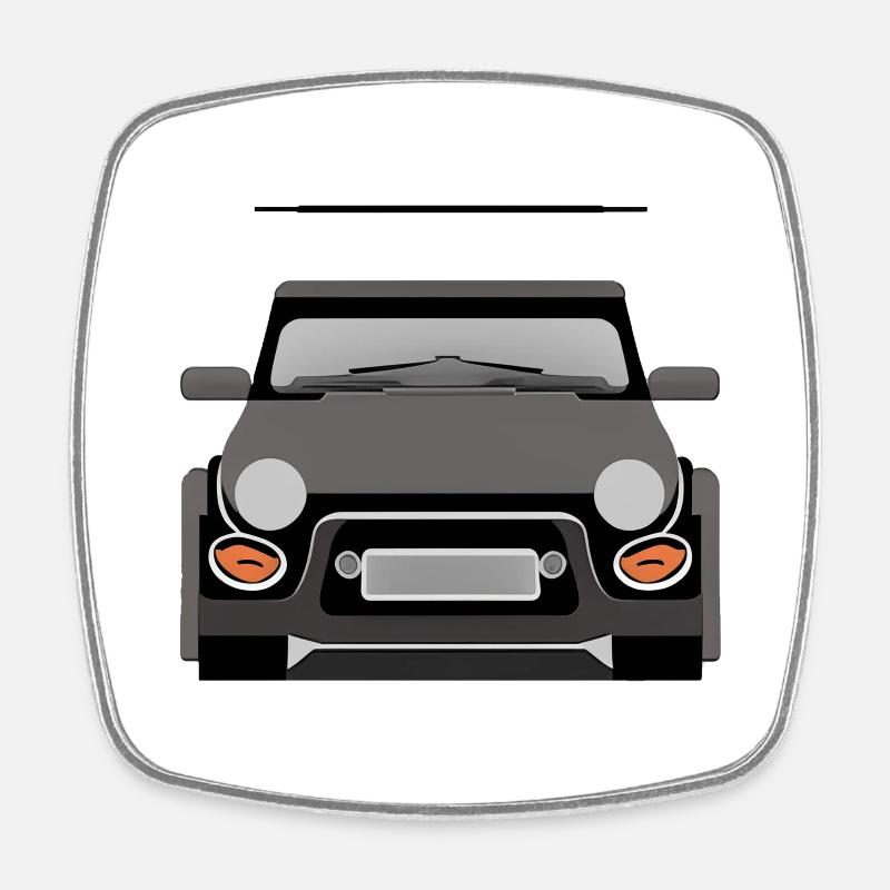 Minimalist car frontal - Square fridge magnet - white