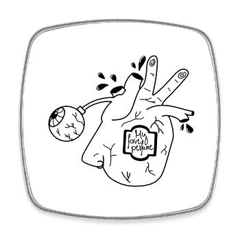 Organ(ic)perfume - Square fridge magnet - white - Front